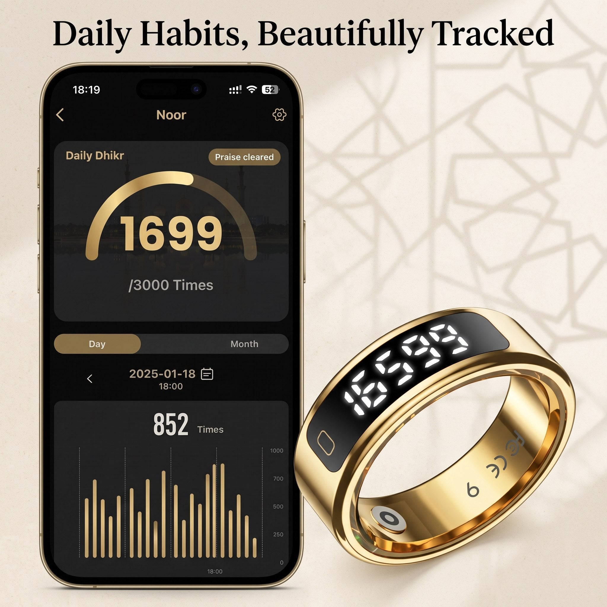 Noor Smart Ring - Premium Digital Tasbih